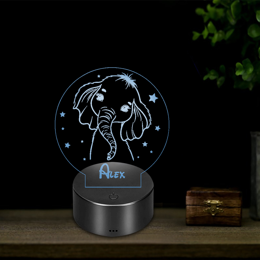 Custom Elephant Night Light 7 Colours Changing Night Light With Name LED Lamp Gifts For Kids-Jessemade AU