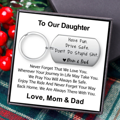 Drive Safe Don’t Do Stupid From Mom/Mum/Dad Funny Keychain for Kids-Jessemade AU