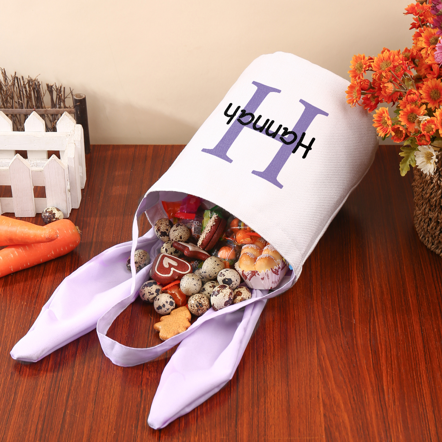 Easter Bunny Tote Bag Personalised Letter & Name Bucket Bag Bunny Basket Gifts For Kids-Jessemade AU