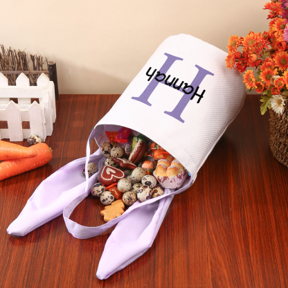 Easter Bunny Tote Bag Personalised Letter & Name Bucket Bag Bunny Basket Gifts For Kids-Jessemade AU