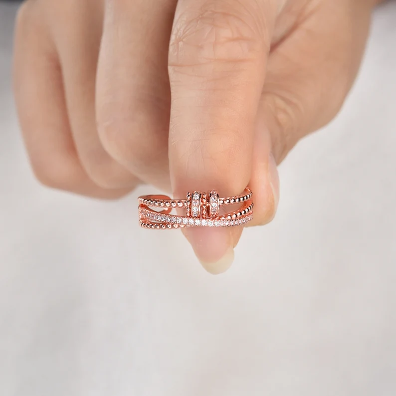 To My Daughter-S925 Spinning Bead Fidget Ring