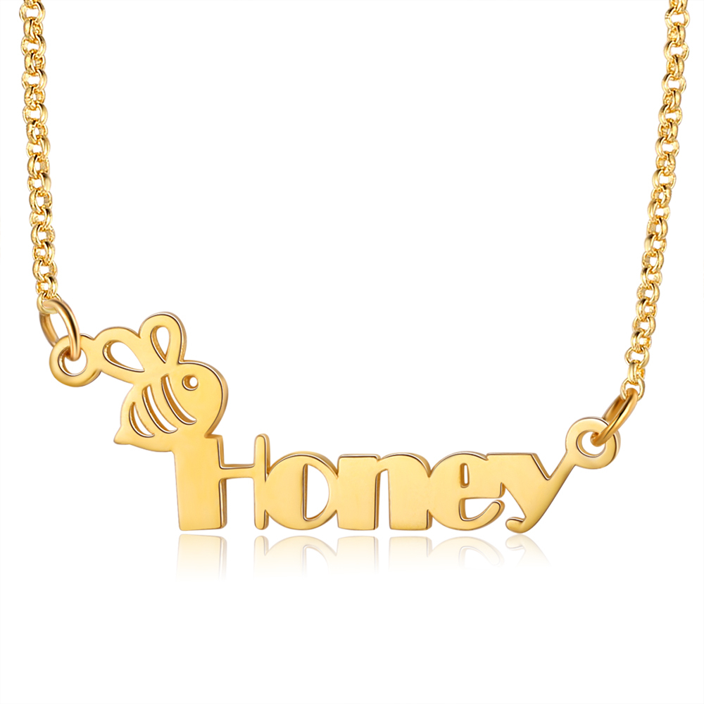 Personalised Name Necklace Custom Name Honey Bees Necklace for Kids-Jessemade AU