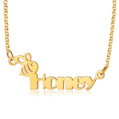 Personalised Name Necklace Custom Name Honey Bees Necklace for Kids-Jessemade AU