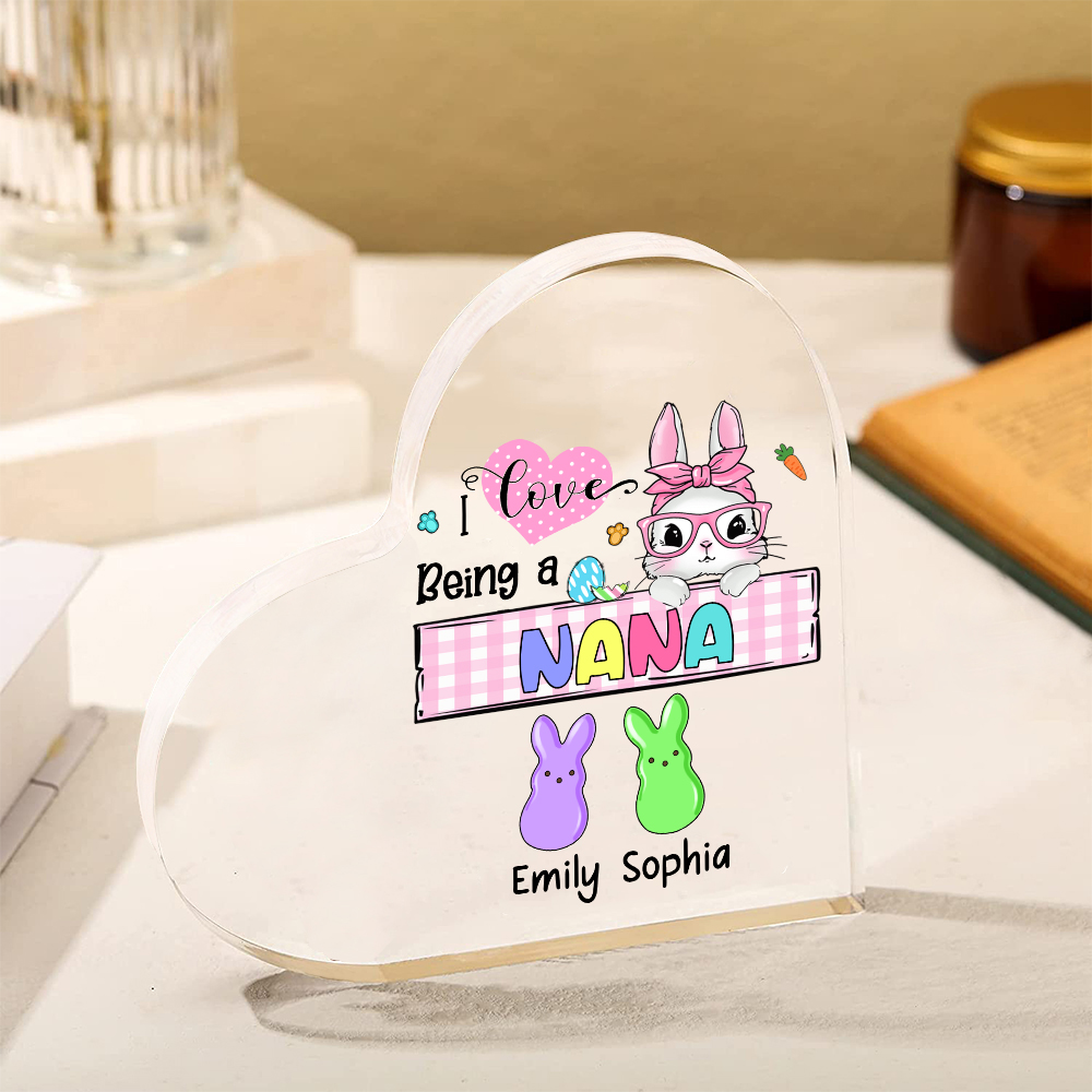 3 Names - Personalised Acrylic Heart Keepsake Custom Names Bunny Ornaments Gifts for Grandma/Mother-Jessemade AU