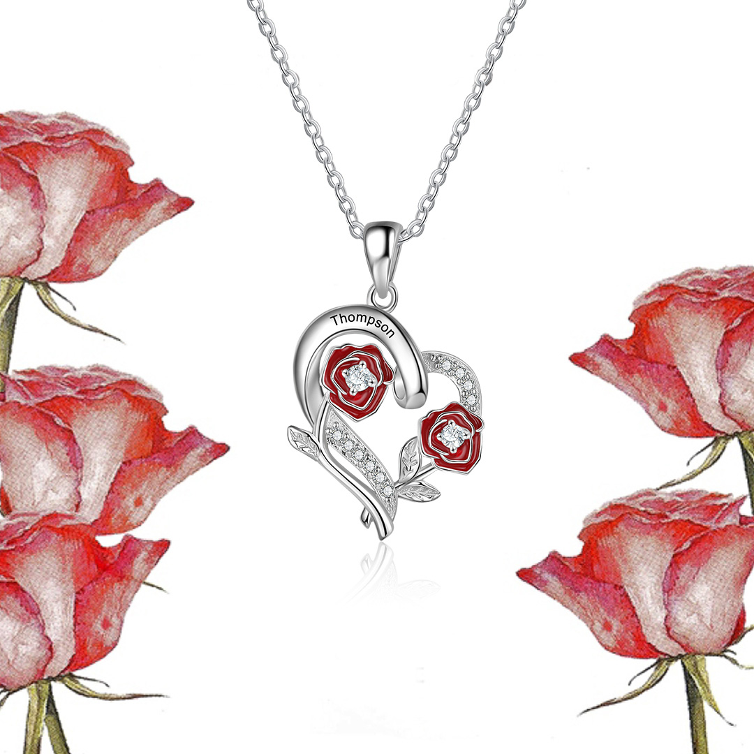 Personalised June Birthflower Necklace With Birthstones Custom 1 Name Necklace For Her-Jessemade AU