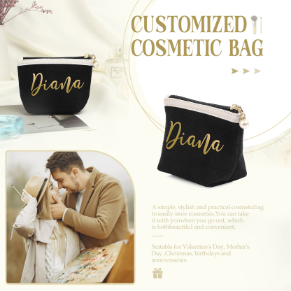 Personalised Name Cosmetic Bag Custom Makeup Bag Zipper Storage Bag Gifts for Ladies Girls-Jessemade AU
