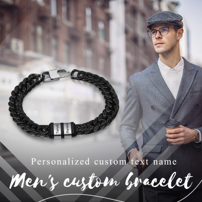 Personalised Black Stainless Steel Bracelet Custom 2 Names Men's Women's Bracelets For Couple-Jessemade AU