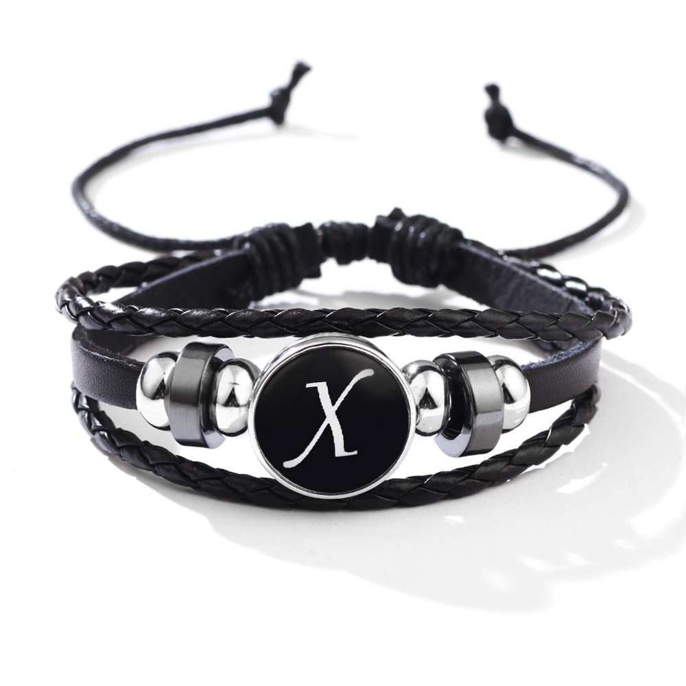26 Letter Leather Braided Bracelets A-Z Initial Alphabet Beaded Bracelet Gifts for Women Men-Jessemade AU