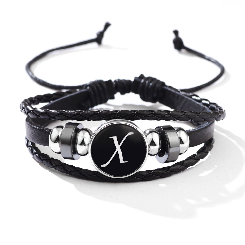 26 Letter Leather Braided Bracelets A-Z Initial Alphabet Beaded Bracelet Gifts for Women Men-Jessemade AU