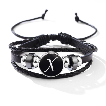 26 Letter Leather Braided Bracelets A-Z Initial Alphabet Beaded Bracelet Gifts for Women Men-Jessemade AU