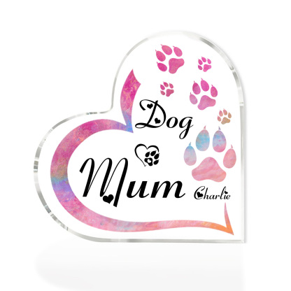 Personalised Acrylic Heart Keepsake Custom 1 Name Dog Footprints Ornaments Gifts for Mum-Jessemade AU