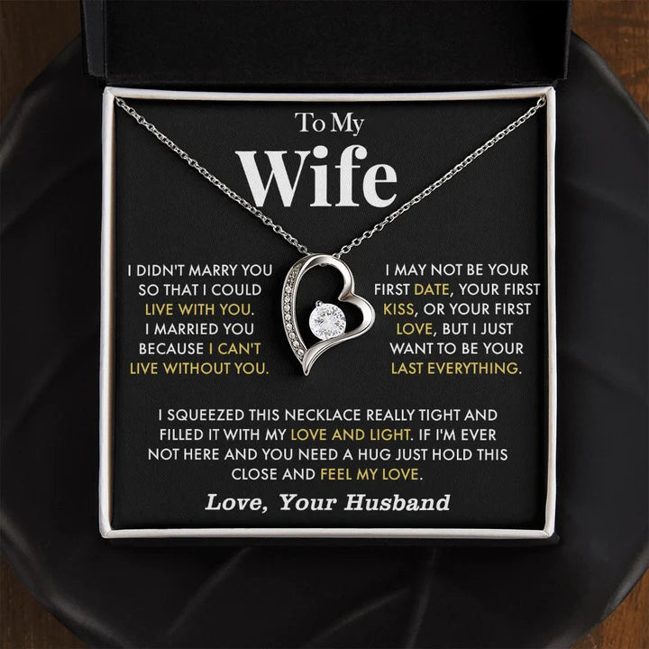 To My Wife Heart Necklace Valentine's Day Birthday Gift for Wife - I Married You Because I Can't Live Without You-Jessemade AU