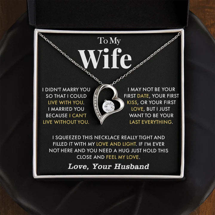 To My Wife Heart Necklace Valentine's Day Birthday Gift for Wife - I Married You Because I Can't Live Without You-Jessemade AU