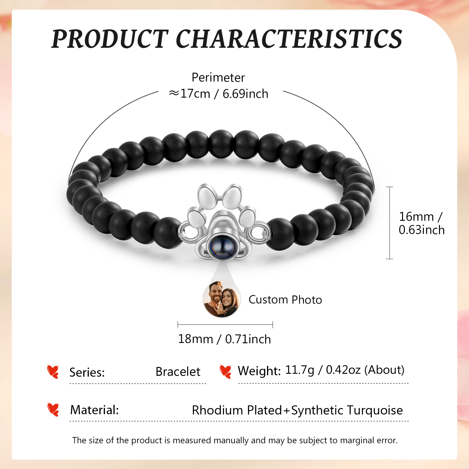 Personalised Dog Paw Projection Bracelet Customised Photo Bracelet Creative Gift for Her-Jessemade AU