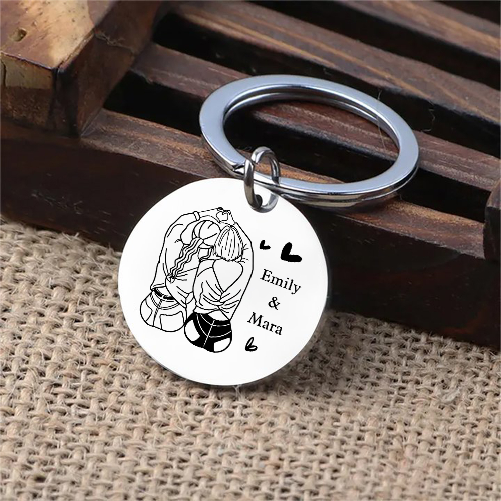 To My Sister Keychain Custom 2 Names Circle Keyring Metal Keychain Personalised Gift For Besties/Friends-Jessemade AU
