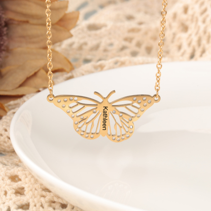 Personalised Butterfly Name Women's Necklace-Jessemade AU