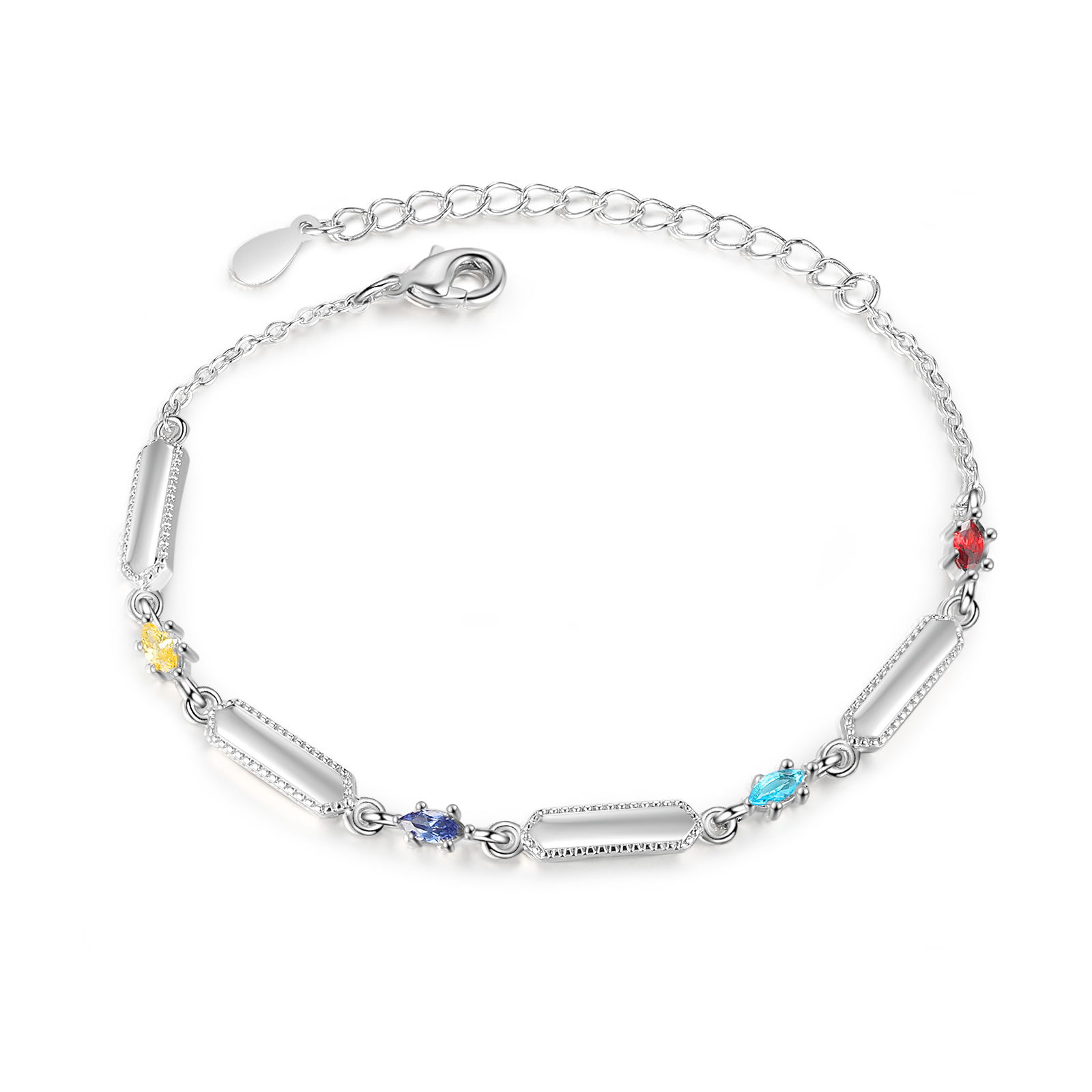 Custom Birthstone Bracelet with 4 Names Personalised Family Bracelet-Jessemade AU