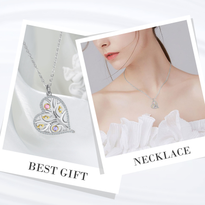 Personalised Family Tree Necklace With 2 Birthstones Custom Names Best Gift For Mother-Jessemade AU