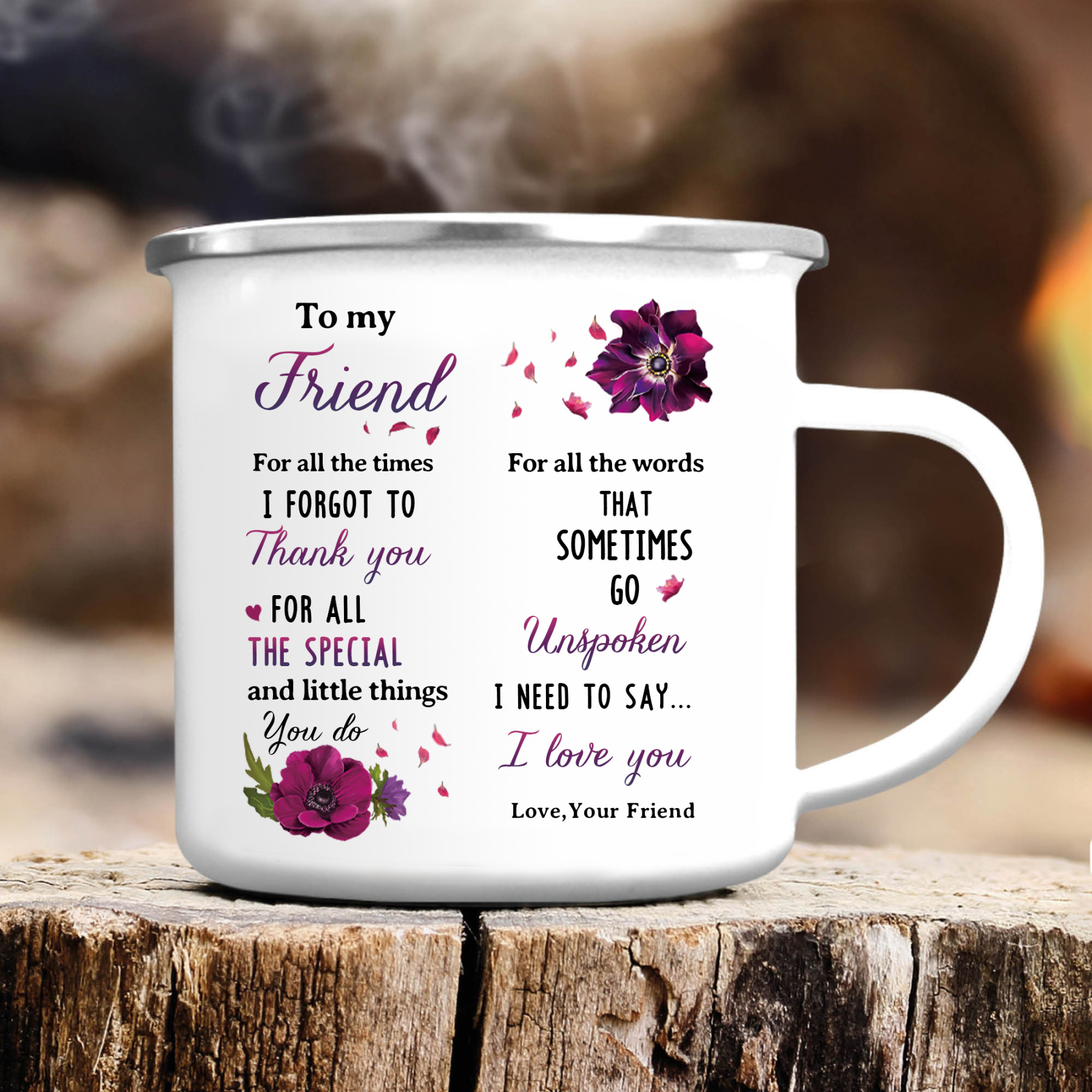 To My Friend Photo Mug Enamel Violets Cup Personalised Gifts for Friends - For All The Times I Forgot To Thank You-Jessemade AU
