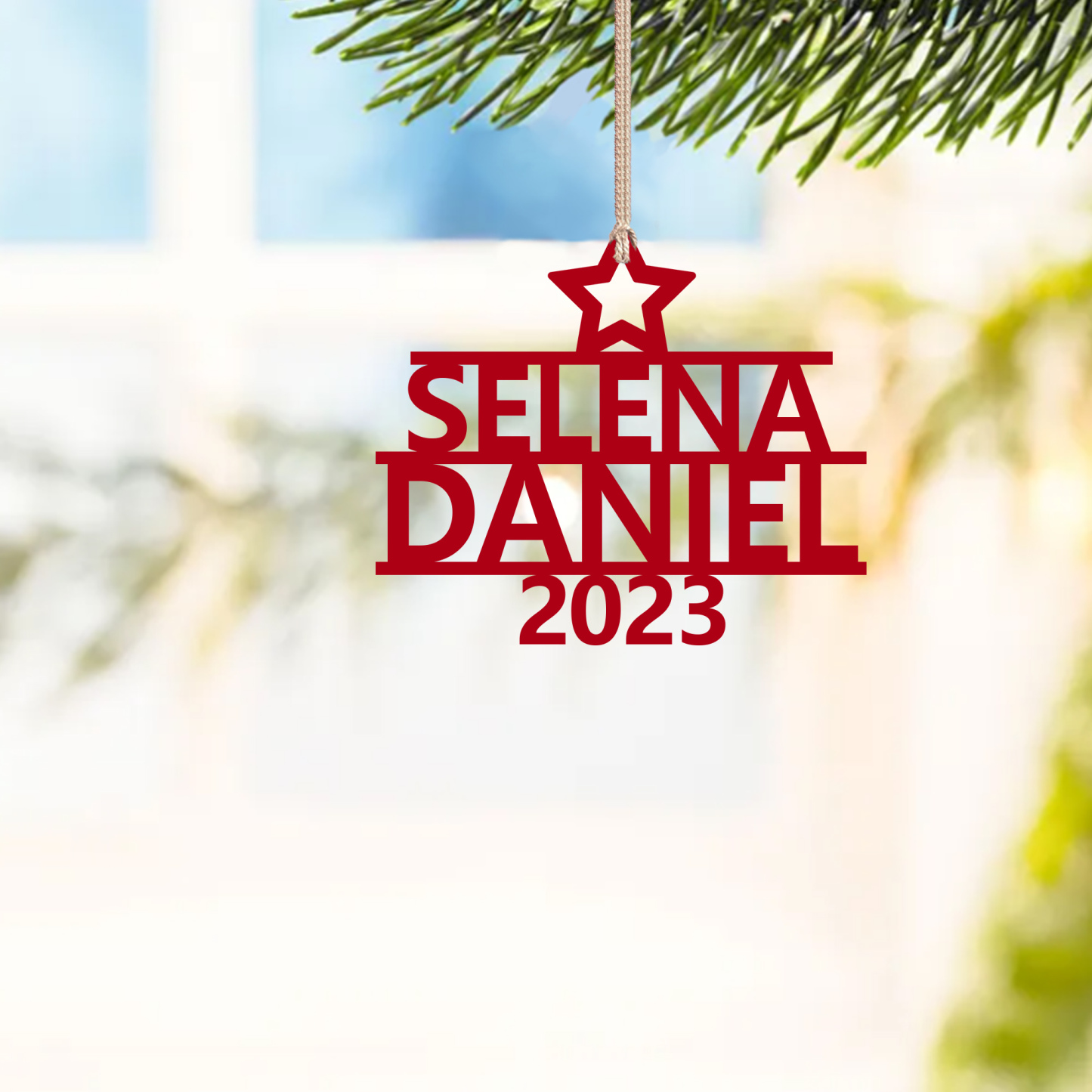 2 Names - Personalised Christmas Tree Ornaments Customised Name Xmas Wooden Decor Gifts for Family Friends-Jessemade AU