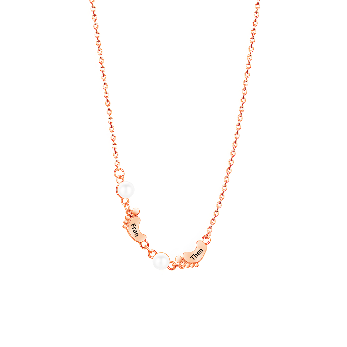 Personalised 2 Names Baby Feet Necklace Custom Pearl Necklace Mother's Day Gift for Her-Jessemade AU