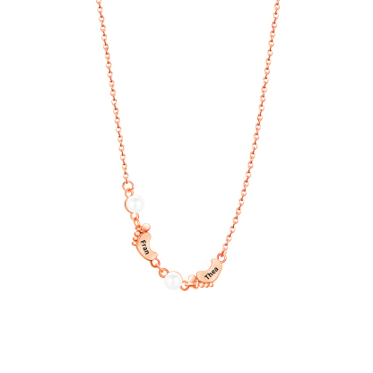 Personalised 2 Names Baby Feet Necklace Custom Pearl Necklace Mother's Day Gift for Her-Jessemade AU