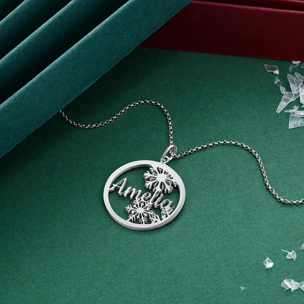 Personalised Snowflake Necklace Custom 1 Name Necklace Gift For Women-Jessemade AU