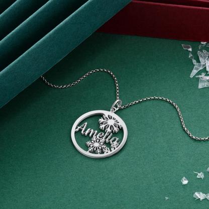 Personalised Snowflake Necklace Custom 1 Name Necklace Gift For Women-Jessemade AU