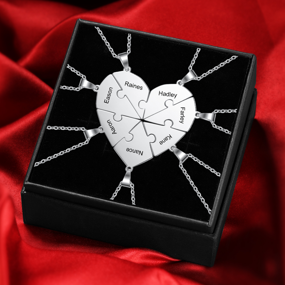 Personalised Heart Puzzle Necklace With 7 Names Gifts For Her-Jessemade AU