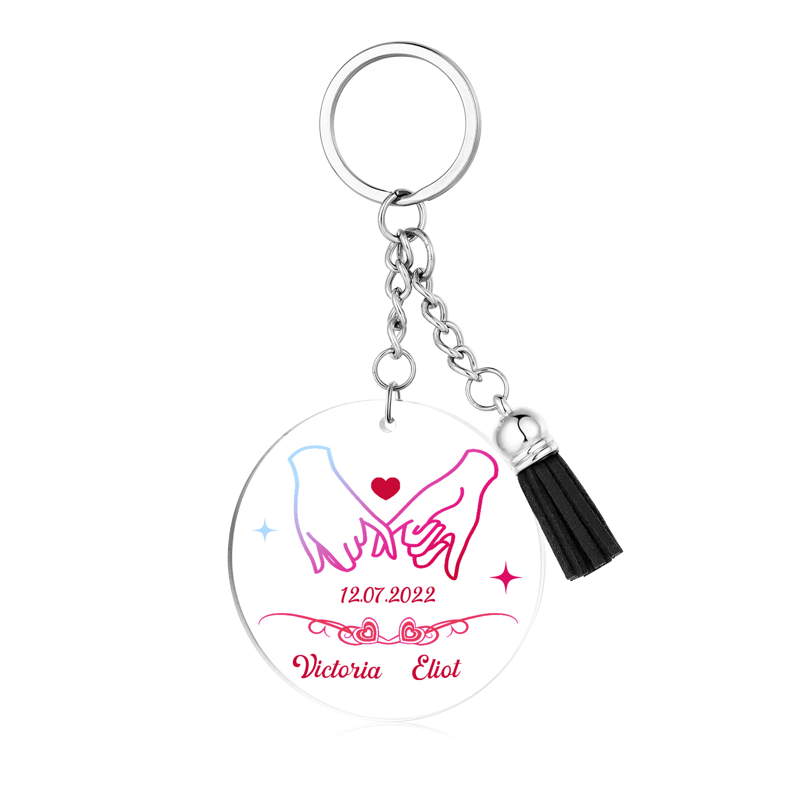 Personalised Pinky Swear Couple Keyring Custom 2 Names & Date Acrylic Keychain Valentine's Day Anniversary Gift for Couples-Jessemade AU
