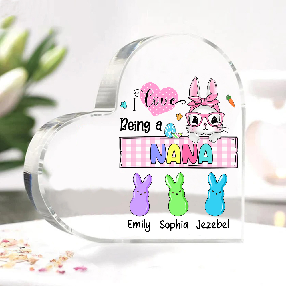 4 Names - Personalised Acrylic Heart Keepsake Custom Names Bunny Ornaments Gifts for Grandma/Mother-Jessemade AU