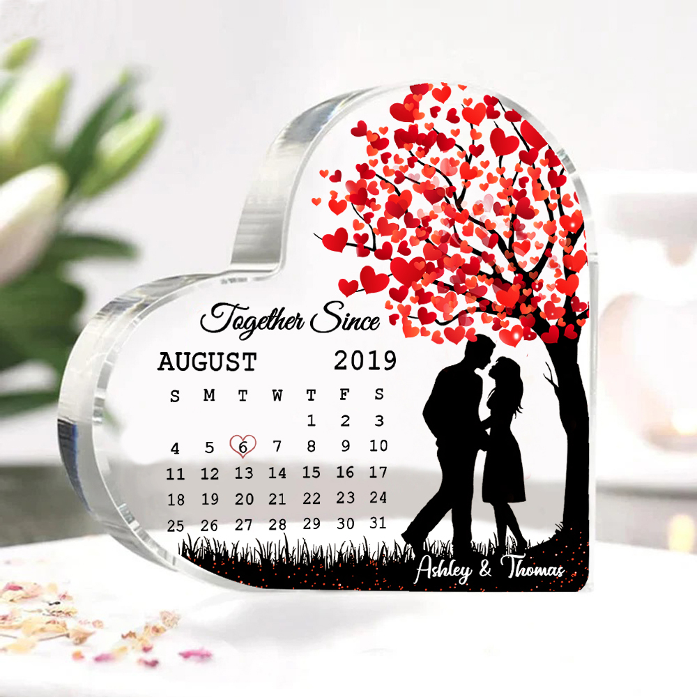Personalised Couple Acrylic Heart Keepsake Custom 2 Names & Date & Text Ornament Valentine's Day Gift For Him/Her-Jessemade AU