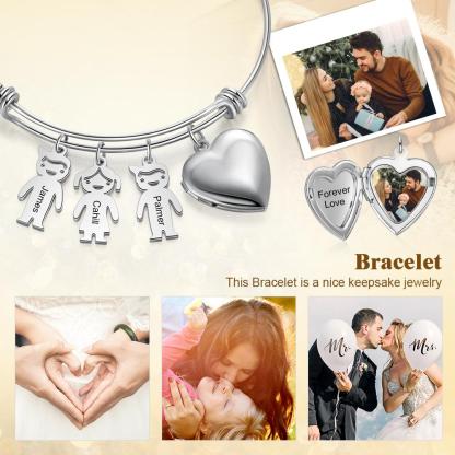 Personalised Heart Photo Locket Bracelet Custom Photo Bracelet Gifts For Mother-Jessemade AU
