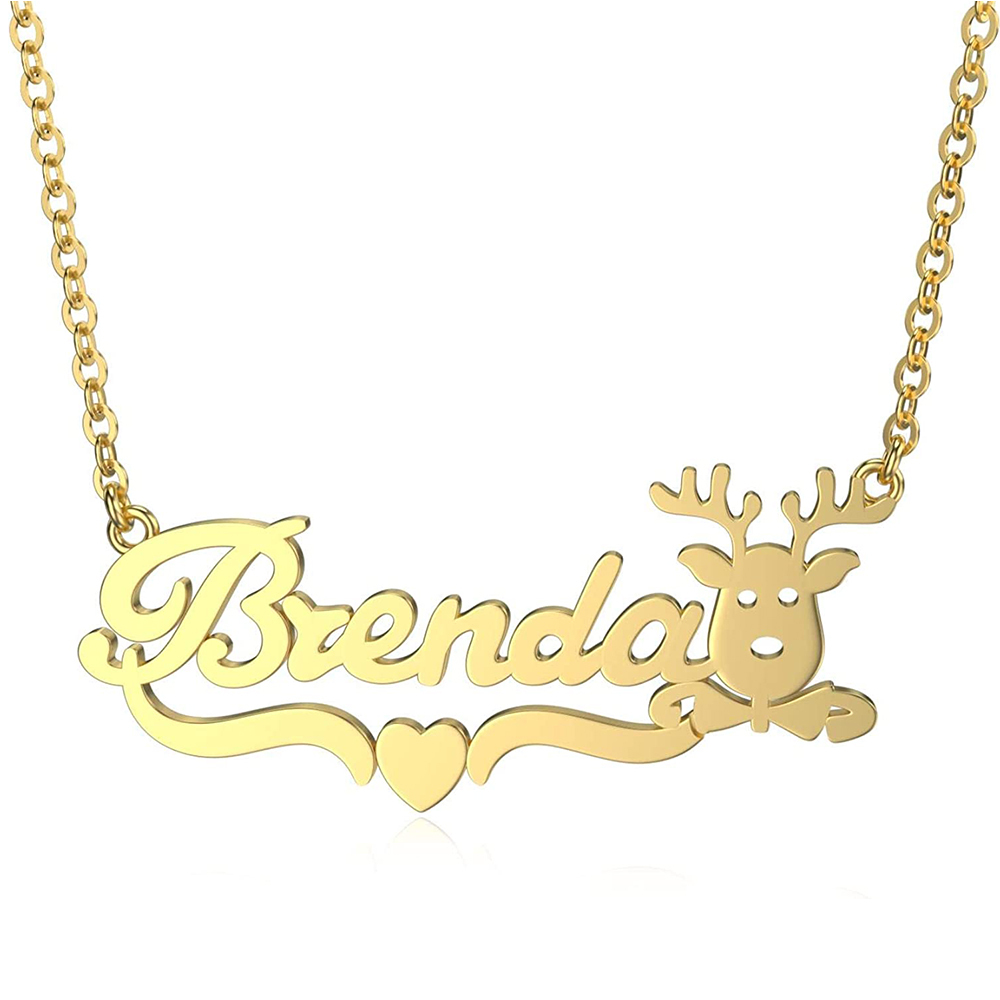 Personalised Reindeer Necklace Custom 1 Name Necklace Gift For Women-Jessemade AU