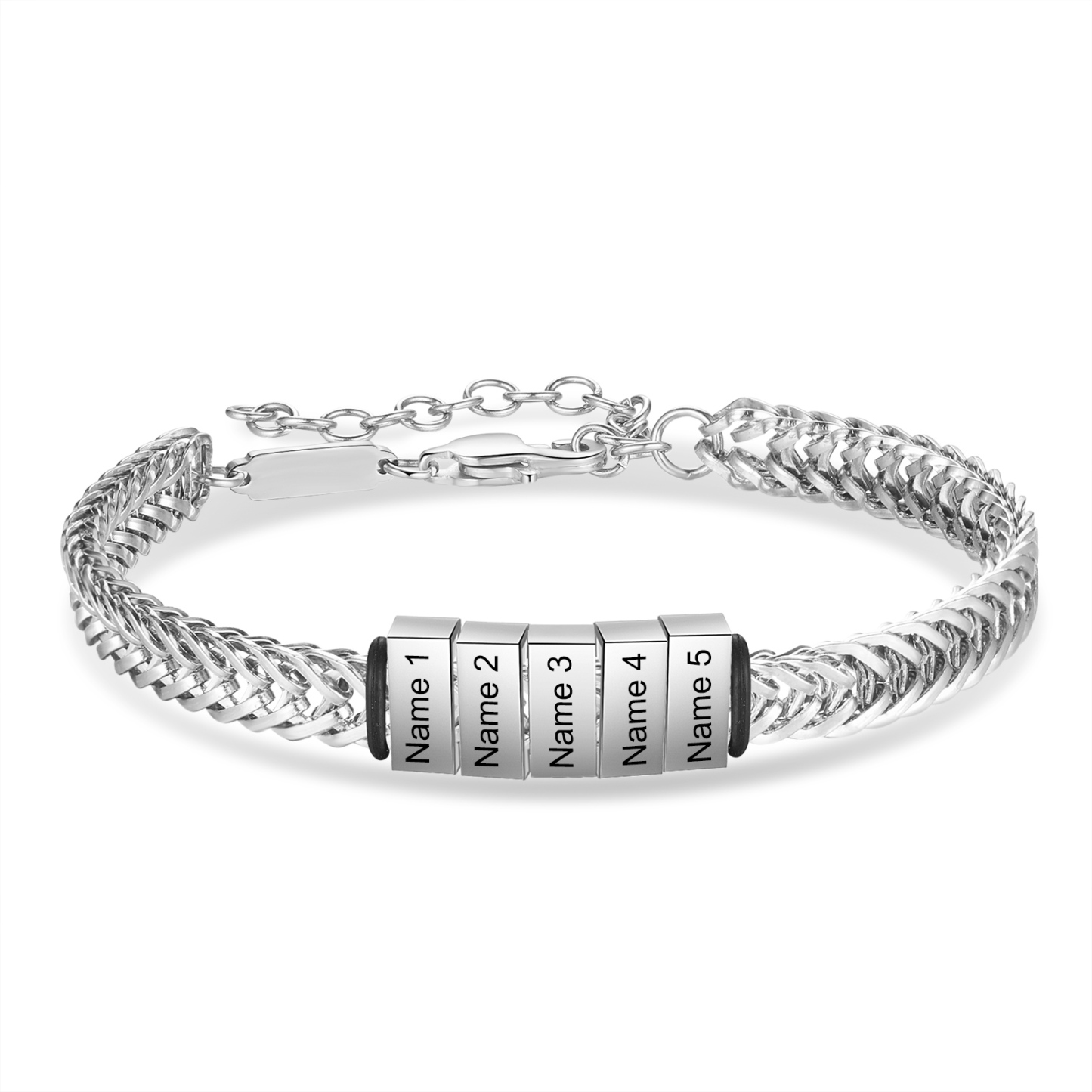 Personalised Men's Beaded Bracelet Custom 6 Names Adjustable Bracelets Stainless Steel Gifts for Him-Jessemade AU