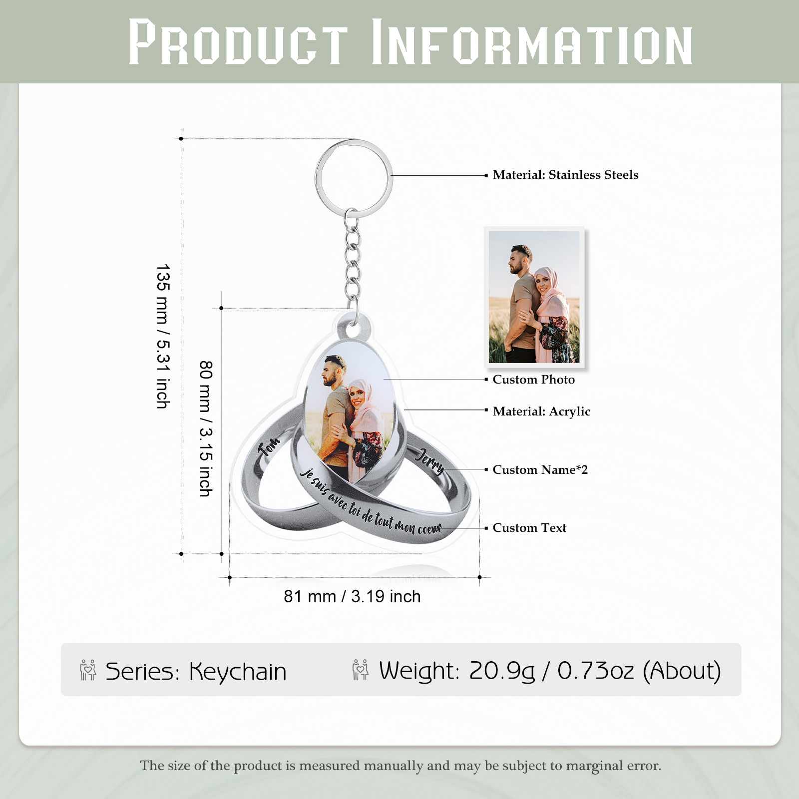 Personalised Acrylic Couple Keychain Customised Name & Text & Photo Keychain Valentine's Day Gift for Couples-Jessemade AU