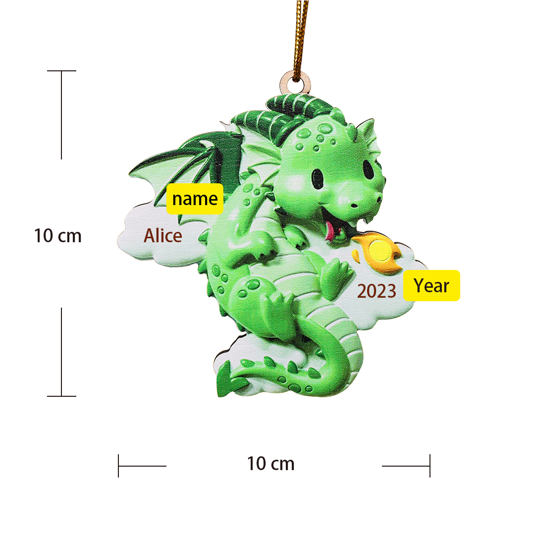 Personalised Wooden Christmas Ornaments Custom Year & Name Dinosaur Hanging Ornament Gifts for Boys Girls Babies-Jessemade AU