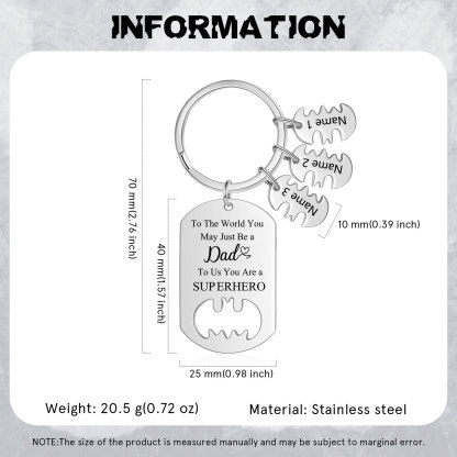You Are A Superhero Keychain Personalised 3 Names Bat Keychain Engraved Gift for Dad/Grandpa/Grandad/Mom/Mum-Jessemade AU