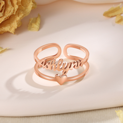 Heart Name Ring Personalised 1 Name Classic Rings for Her-Jessemade AU