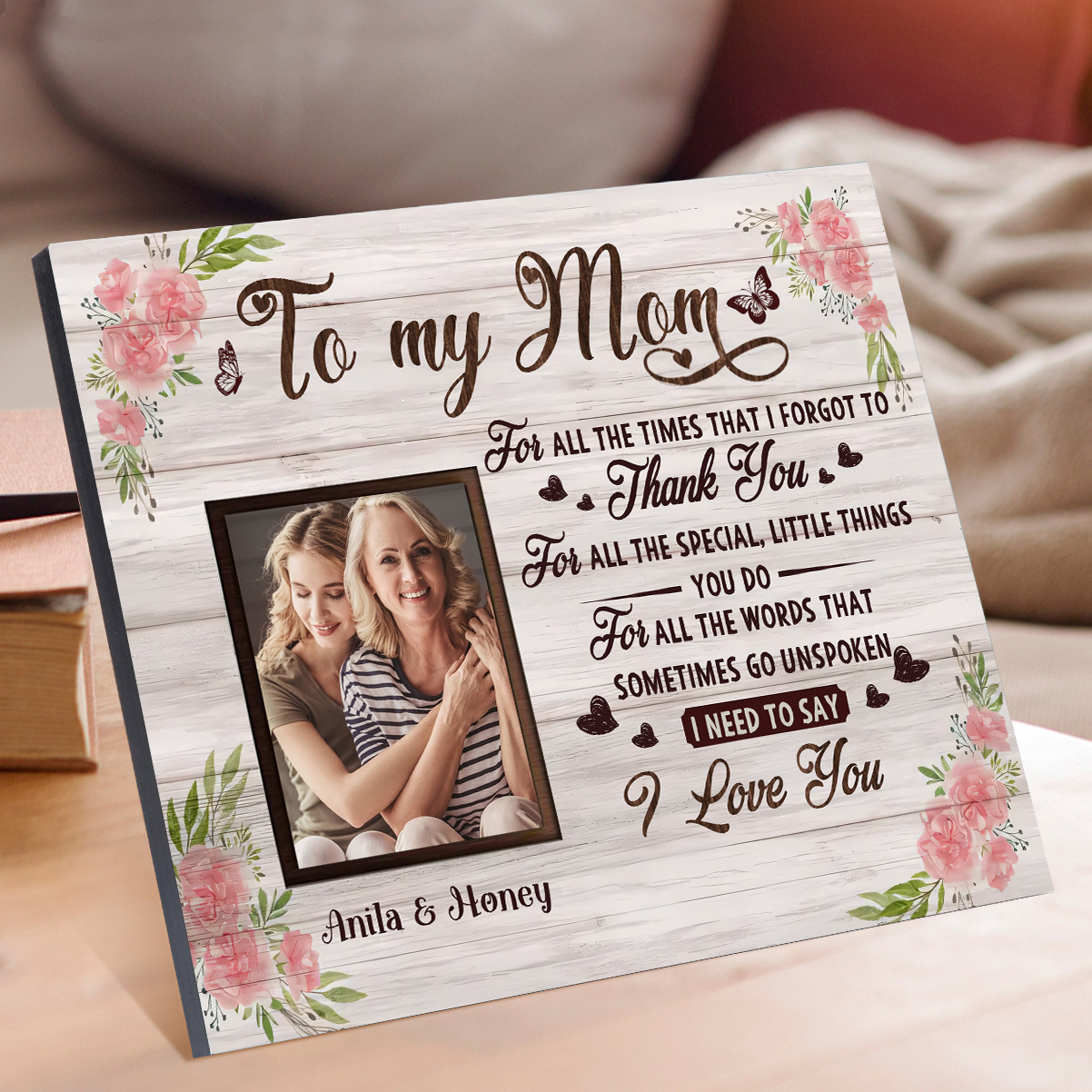 Personalised Photo & Text Wooden Plaque Home Decoration Gifts for Mom/Mum - For All The Times That I Forgot To Thank You-Jessemade AU