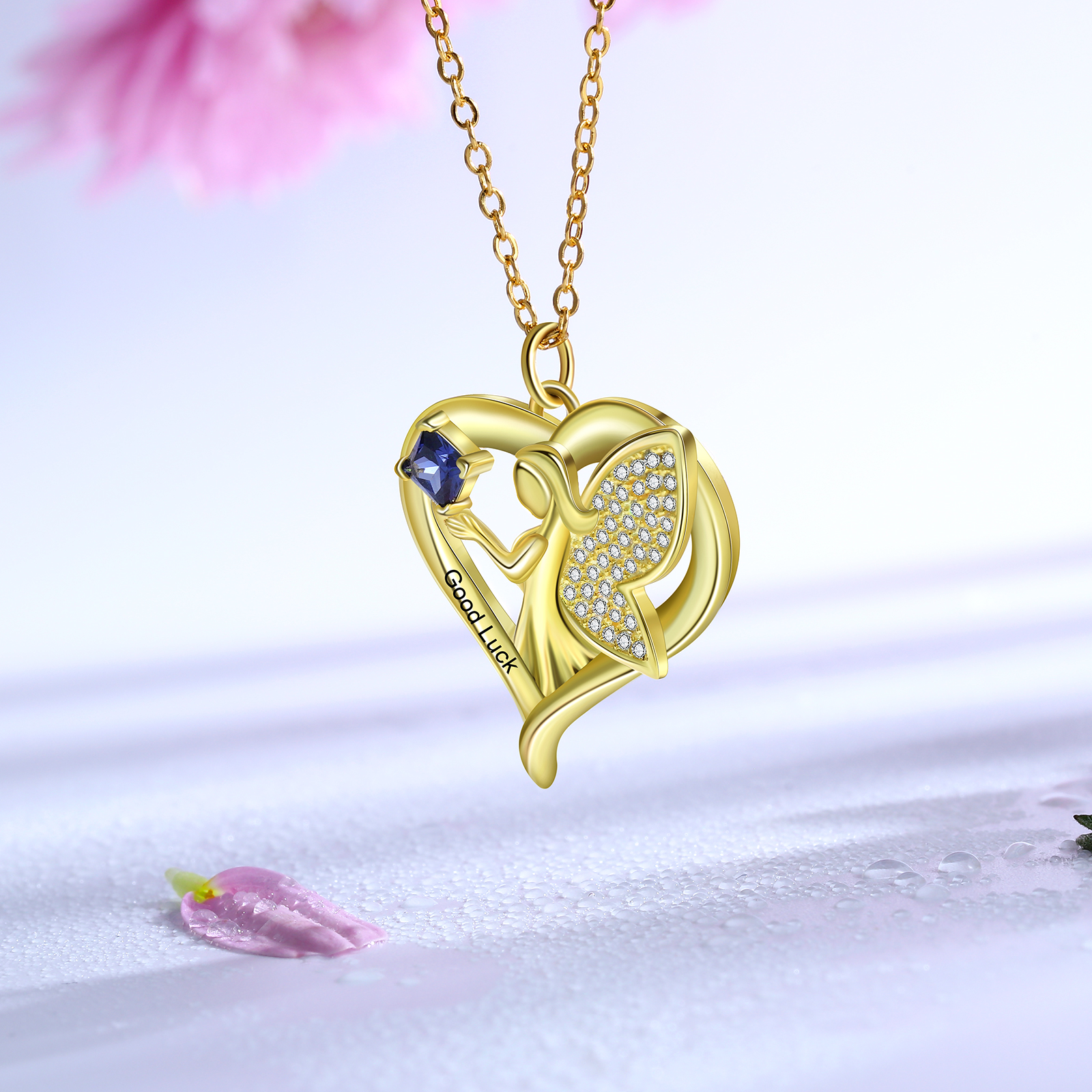 Personalised Heart Elf  Necklace With Birthstone Custom Text Gifts For Her-Jessemade AU