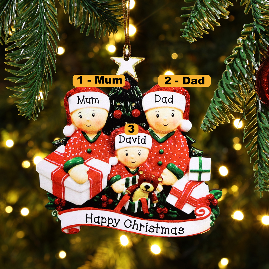 Personalised Christmas Tree Ornament Custom 3 Family Members Names Ornament-Jessemade AU