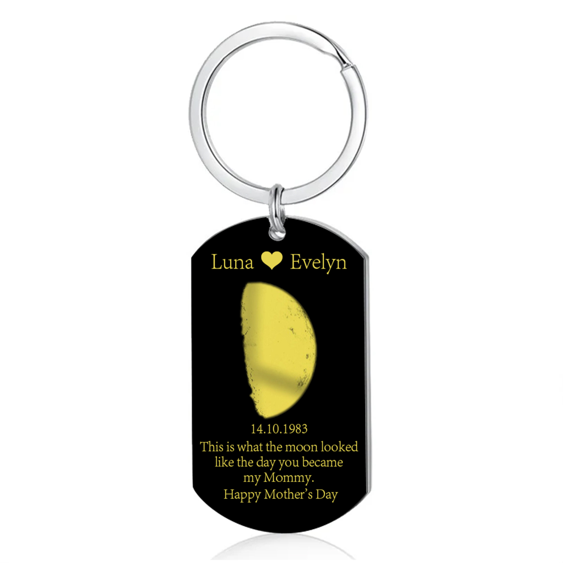 Personalised Text & Date Keychain Mother's Day Gifts - This Is What The Moon Looked Like The Day You Became My Mommy-Jessemade AU
