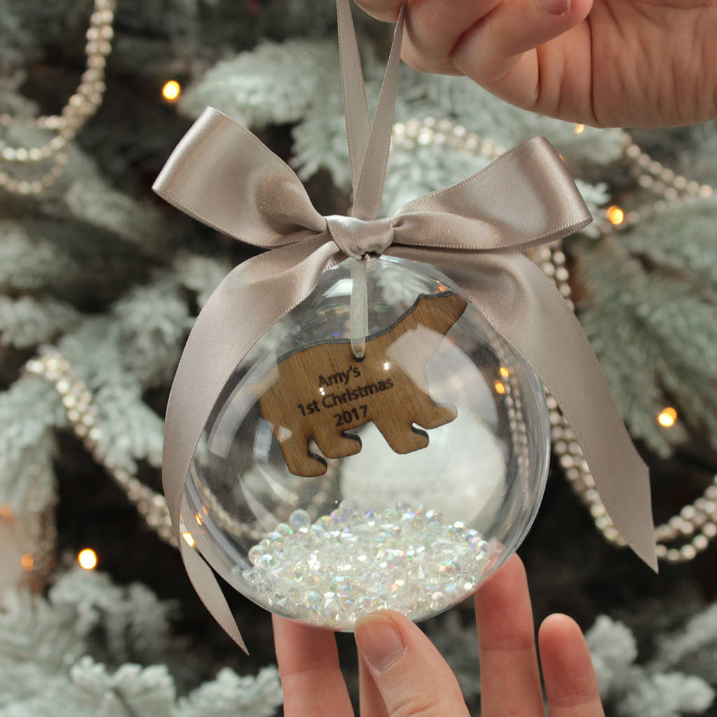 Personalised Polar Bear Ball Ornament Custom 1st Christmas Bauble Gifts-Jessemade AU