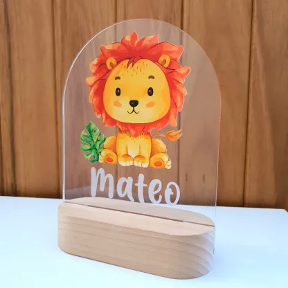 Personalised Jungle Safari Lion Night Light Custom Name LED Lamp Baby Gift for Kids-Jessemade AU