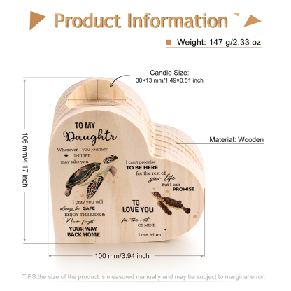 To My Daughter Wooden Heart Candle Holder "love you for the rest of mine"-Jessemade AU