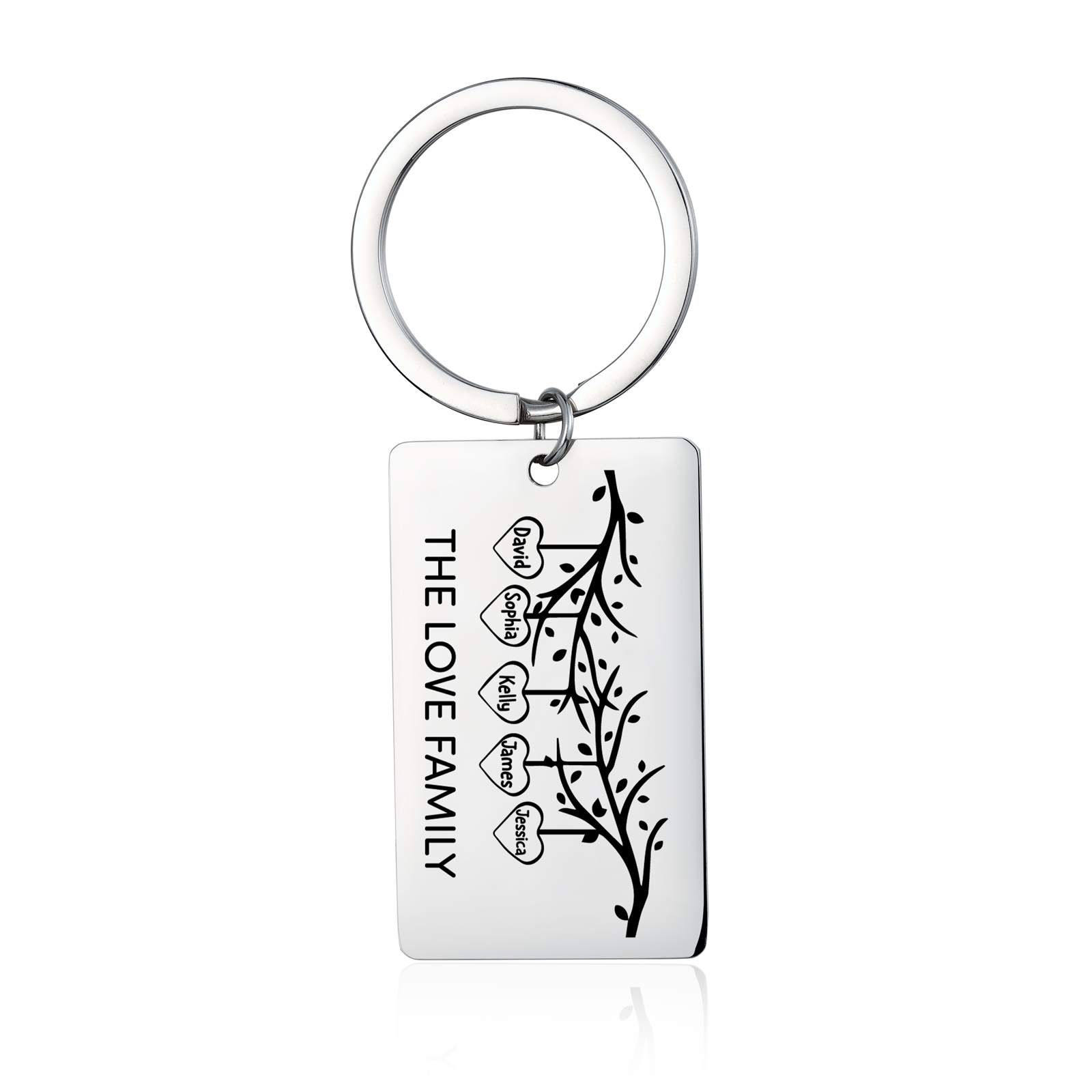 Custom Family Tree Keychain with 5 Names Personalised Dog Tag keyring-Jessemade AU