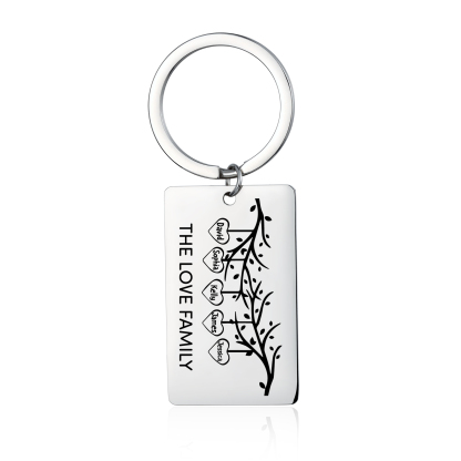 Custom Family Tree Keychain with 5 Names Personalised Dog Tag keyring-Jessemade AU
