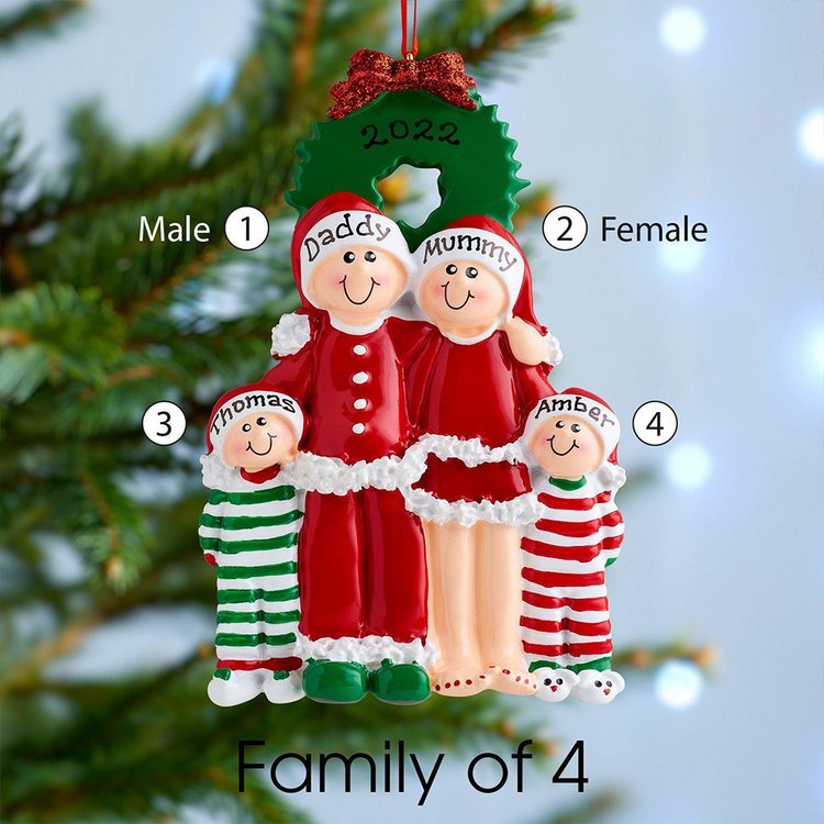 Personalised Family Pajamas Christmas Ornament Custom 3 Names Hanging Ornament Gifts For Family-Jessemade AU