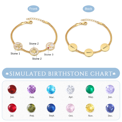 Personalised Women's Bracelet Customised 2-5 Names & Birthstones Bracelet Ocean Element Gift for Her-Jessemade AU